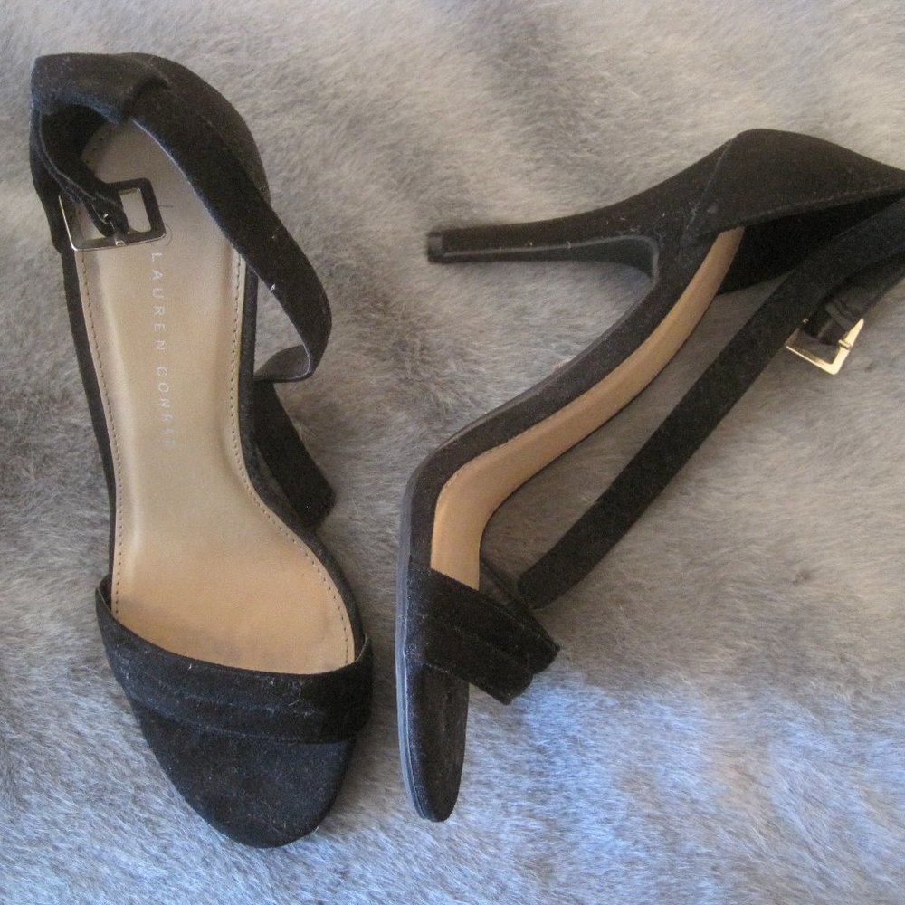 LAUREN CONRAD CALINA BLACK SUEDE HEELS 9 NEW